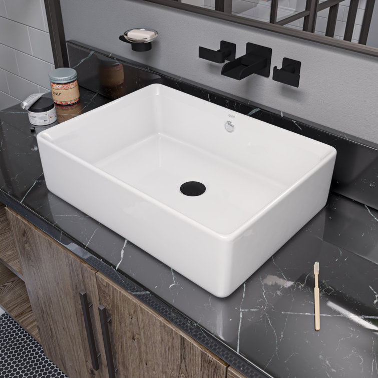 EAGO Ceramic Rectangular Vessel Bathroom Sink with Overflow & Reviews